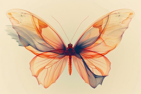 Orange-winged butterfly on white background
