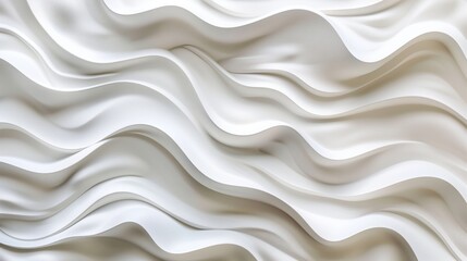 Obraz premium 3D white geometric abstract background overlap layer on bright space with waves decoration. Minimalist modern graphic design element cutout style concept for banner, flyer, card, or brochure cover