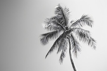 Black and white arafed palm tree under gray sky