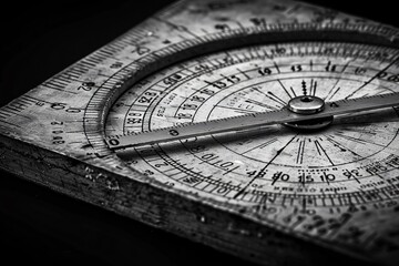 Compass and ruler close-up