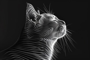 Close-up cat black background