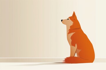 A seated canine gazes upward