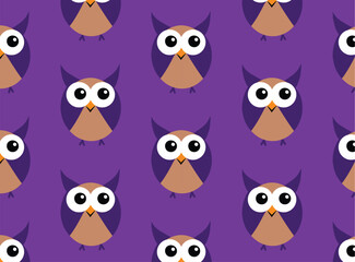 Fototapeta premium Purple Owl with a Purple Face and a Purple Background with a Purple Owl on the Left Pattern