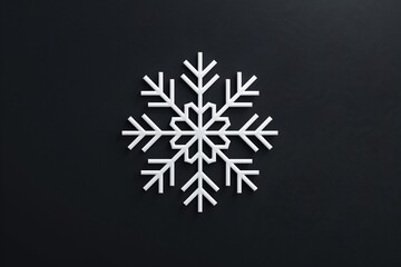 Detailed snowflake on black surface