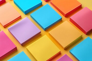Vibrant post-its on yellow surface