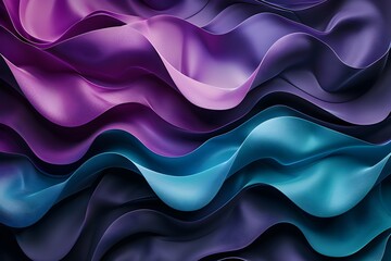 abstract background with purple and blue waves, black background, dark purple and teal color gradient, 3d render, smooth lighting, soft focus, deep depth of field, octane rendering, high resolution ph