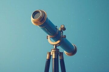 Telescope on tripod, clear day