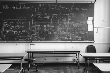 Classroom blackboard with writing