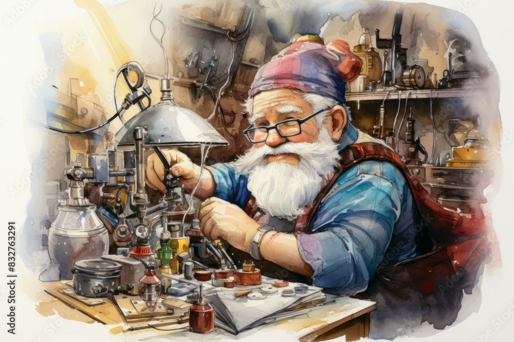 Poster A quick-witted gnome inventor, creating ingenious gadgets and contraptions to overcome challenges. - Generative AI