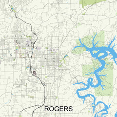 Fototapeta premium Rogers, Arkansas, United States map poster art