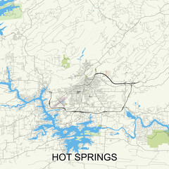 Hot Springs, Arkansas, United States map poster art