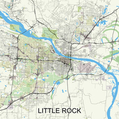 Little Rock, Arkansas, United States map poster art