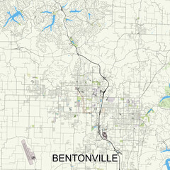 Bentonville, Arkansas, United States map poster art