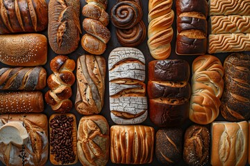 Close-up of assorted breads on table