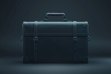Close-up black briefcase on dark background