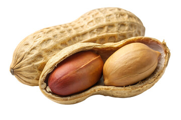 Peanut peeled and roasted with husk isolated on white background, AI GENERATAED