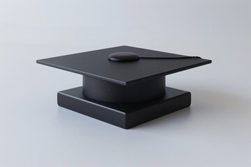 Black graduation cap on stand