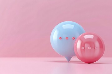 Two balloons with faces on pink surface