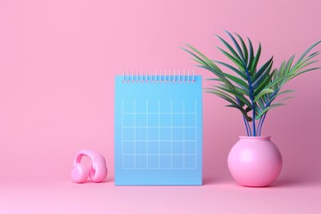 Pink vase plant calendar