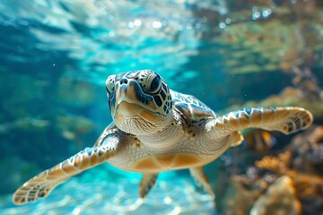 Turtle swimming head above water