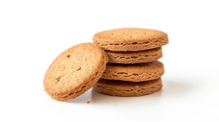 Bitten wheat biscuits presented against a white backdrop