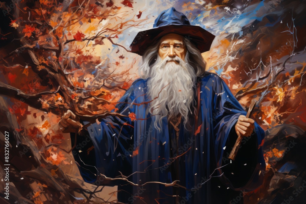 Canvas Prints a wise and venerable sage, possessing profound knowledge of history and arcane arts. - generative ai