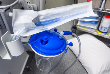 hospital suction tube with yankauer suction tip, isolated on white background