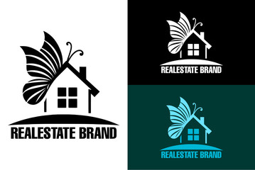 butterfly vector real estate brand property firm construction company house builders logo design