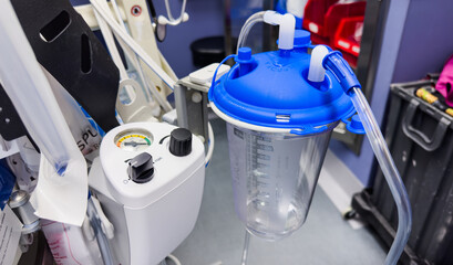 hospital suction tube with yankauer suction tip, isolated on white background