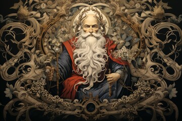 Obraz premium A wise and venerable sage, possessing profound knowledge of history and arcane arts. - Generative AI