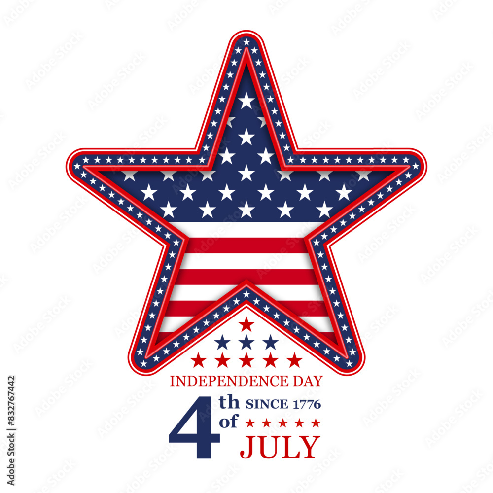 Wall mural 4th of july independence day with national flag of united states. american flag and text on stars ba