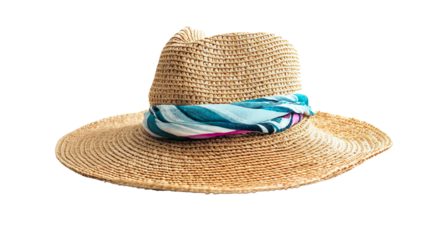 A beach hat over transparent background. Summer minimal concept.