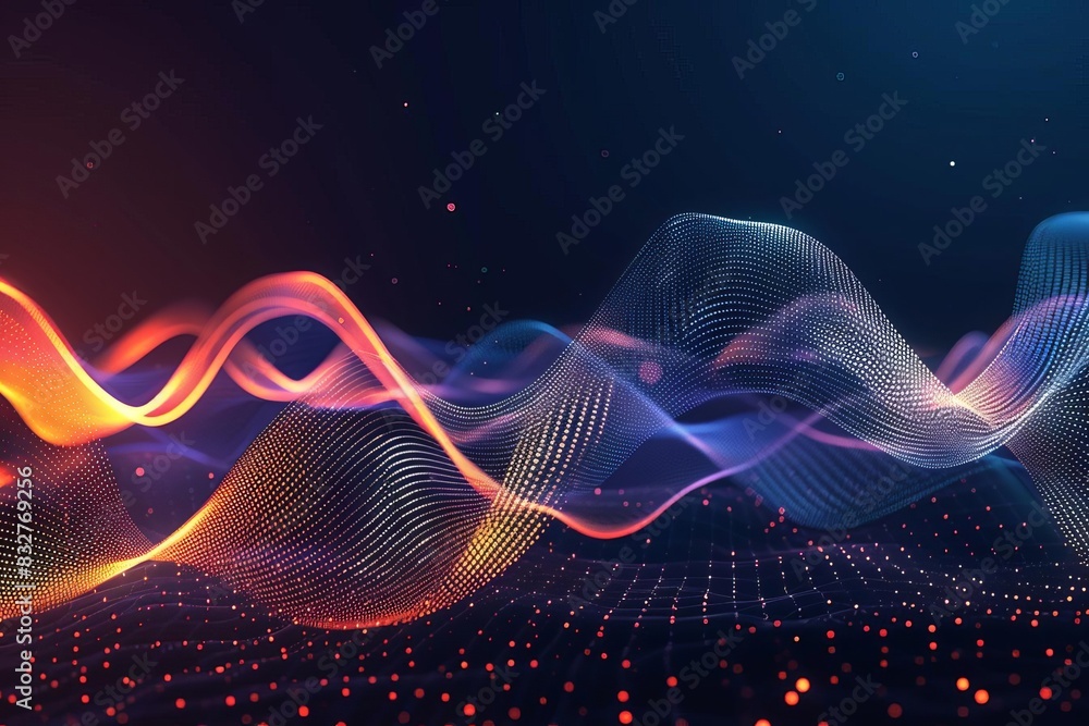 Canvas Prints abstract digital wave pattern on dark background futuristic data technology illustration