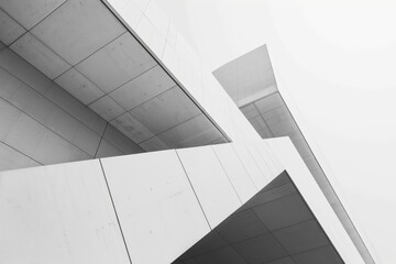 abstract geometric architecture minimal white building facade with sharp angles