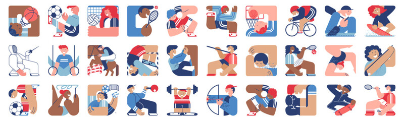 Sports games. Athletes. Sports. Athletics. Modern flat style sketch vector illustration