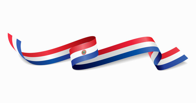 Paraguayan flag wavy abstract background. Vector illustration.