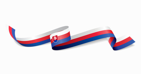 Slovakian flag wavy abstract background. Vector illustration.