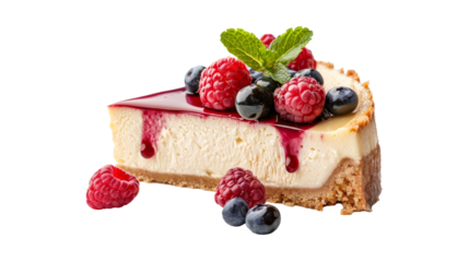 Cheesecake isolated on transparent background.