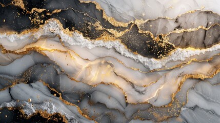 A chic marble background in slate grey, accented with thin veins of metallic silver and gold