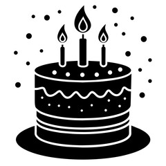 Birthday cake silhouette vector art illustration