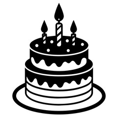 Birthday cake silhouette vector art illustration