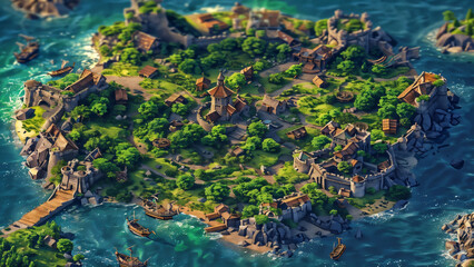  island Battlemap DnD,RPG Map for Dungeons and Dragons, Sea,game background, place for battle
