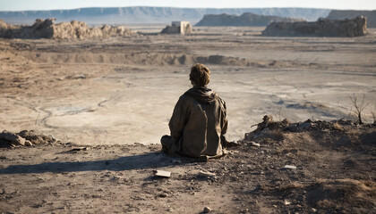 man in ruins