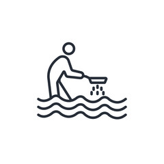 gold panning icon. vector.Editable stroke.linear style sign for use web design,logo.Symbol illustration.