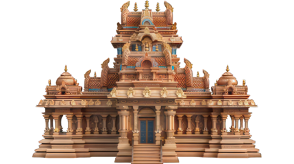 Hindu temple isolated on white created with Generative AI