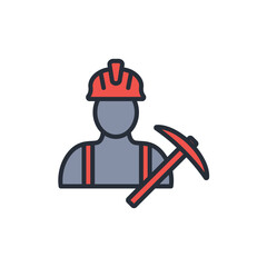 man miner icon. vector.Editable stroke.linear style sign for use web design,logo.Symbol illustration.