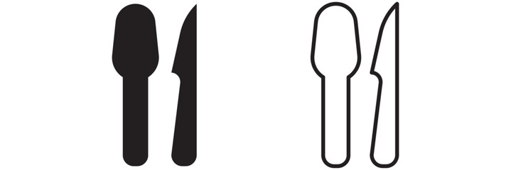 spoon and fork icon set. spoon, fork and knife icon vector. restaurant icon