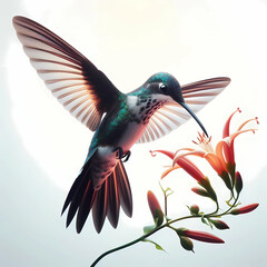 Obraz premium real life like natural hummingbird hovering over the flower