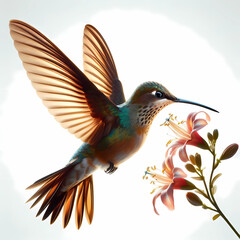 Obraz premium real life like natural hummingbird hovering over the flower