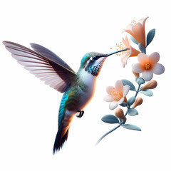 Obraz premium real life like natural hummingbird hovering over the flower